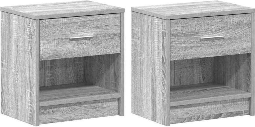 Nachttische 2 Stk. mit Schublade Grau Sonoma 39x28x41 cm