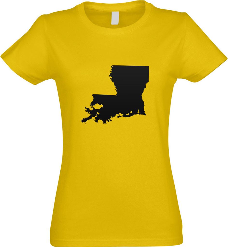 Kiwistar - T-Shirt tailliert - Damen - gelb - USA - Lousiana Baton Rouge - mit Motiv Bedruckt - Funshirt Design - Sport - Freizeit - Damen - L