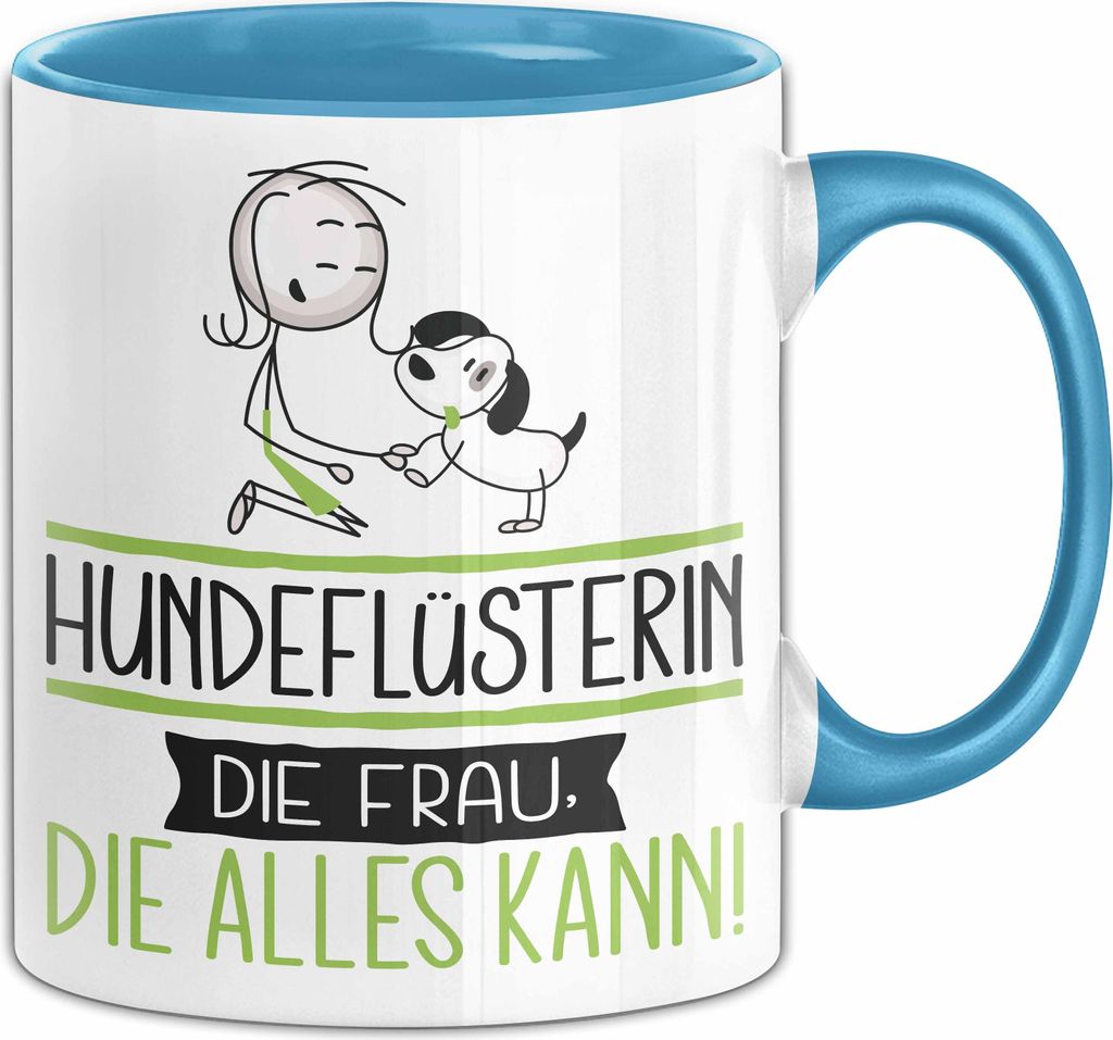 Hundeflüsterin Geschenk Tasse Becher Die Frau Die Allen Kann Geschenkidee für eine Hundeflüsterin Lustig (Blau)