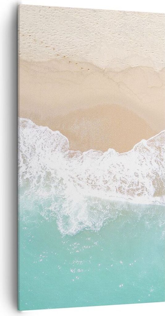 Bild auf Leinwand - Leinwandbild - Meer Welle Sand - 65x120cm - Wand Bild - Wanddeko - Wandbilder - Leinwanddruck - Bilder - Kunstdruck - Wanddekor...