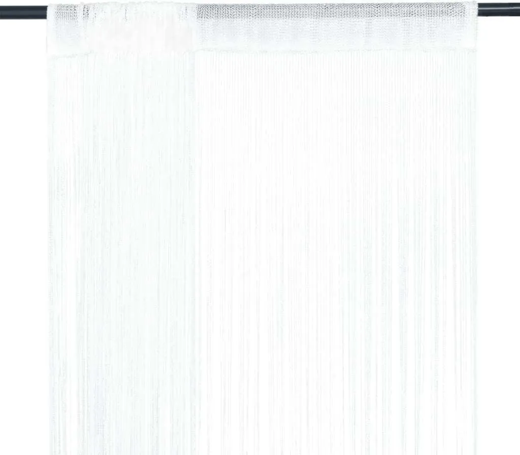 Rideaux à fils blanc 140 x 250 cm avec finition passe-tringle (2 pcs)