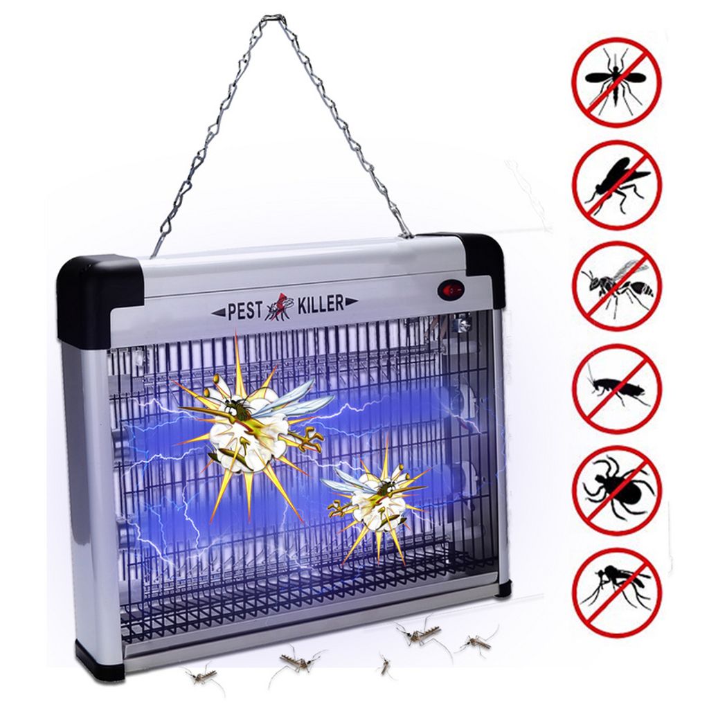 Fiqops Elektrischer Insektenvernichter 12W LED Insektenfalle mit UV-Licht Mückenlampe fliegenfalle Insektenkiller Moskito Killer für Innenräume ...
