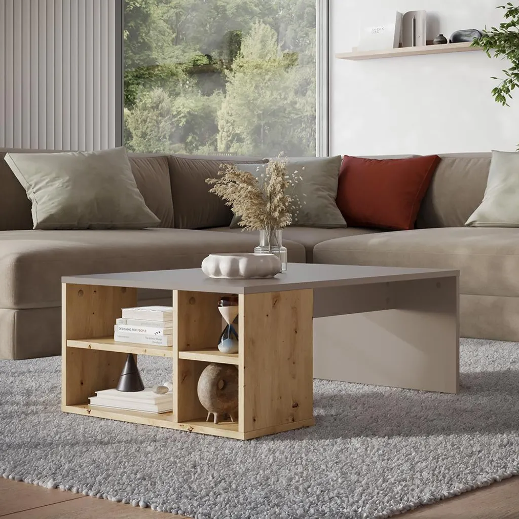Table basse Vicco Danny Cachemire 90x60 cm avec étagères Model 57322