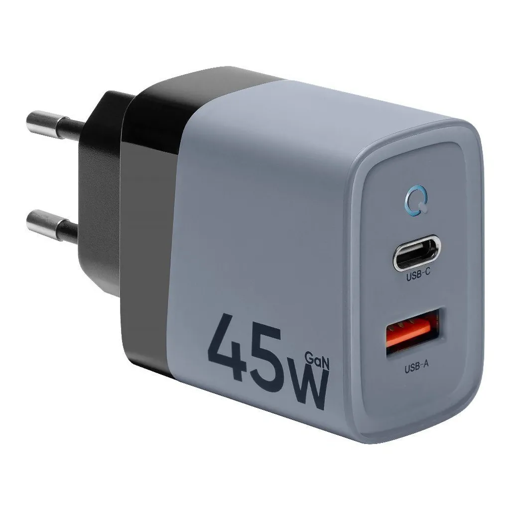 Tattico Alimentatore GaN 45W Microgrid Grigio - Ricarica Fast USB-C