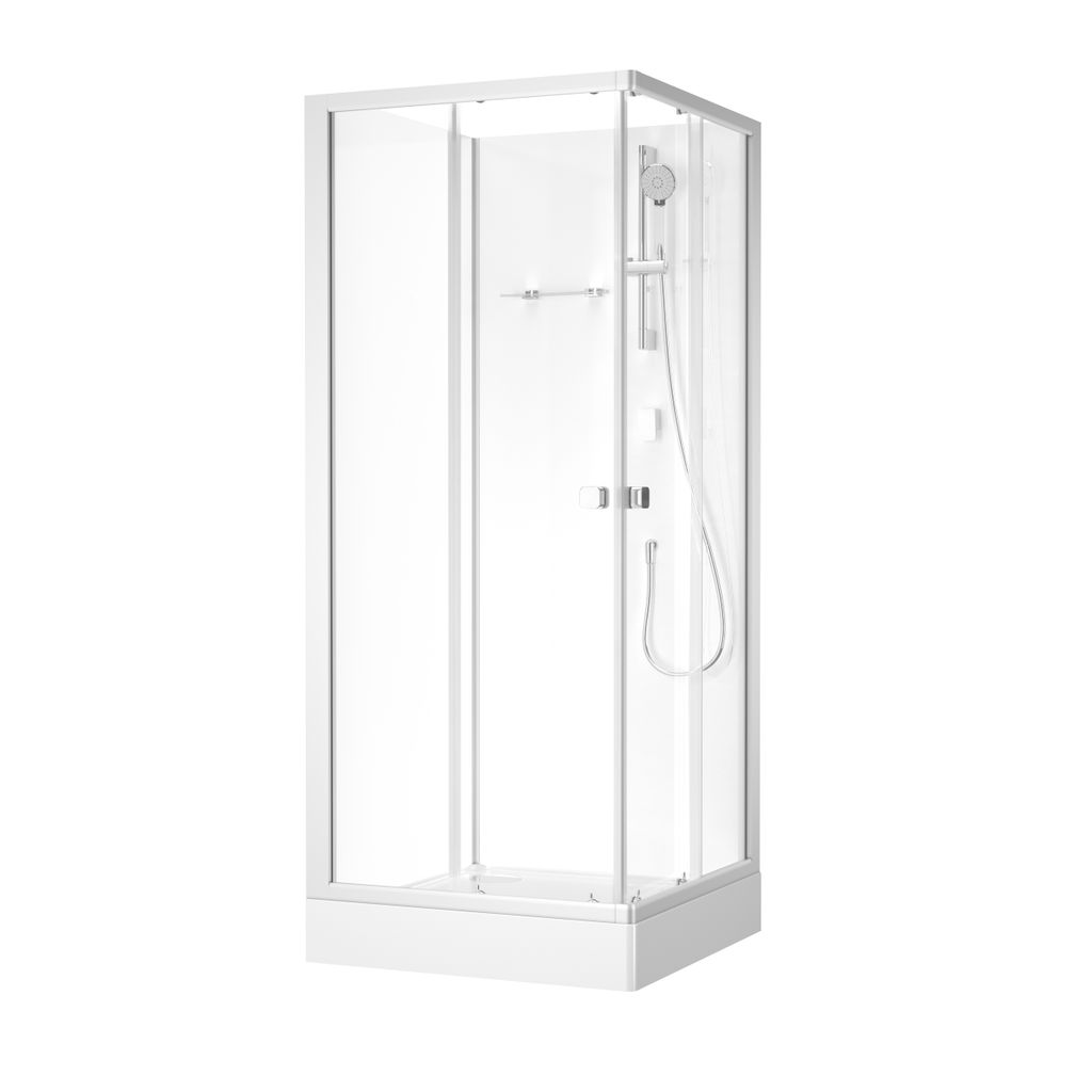 Duschkabine 85x85 MARWELL Komplettdusche Fresh Shower Square - 85x85x205cm - Komplettdusche mit Eckeinstieg - mit Gleittüren - hochwertige Alumini...