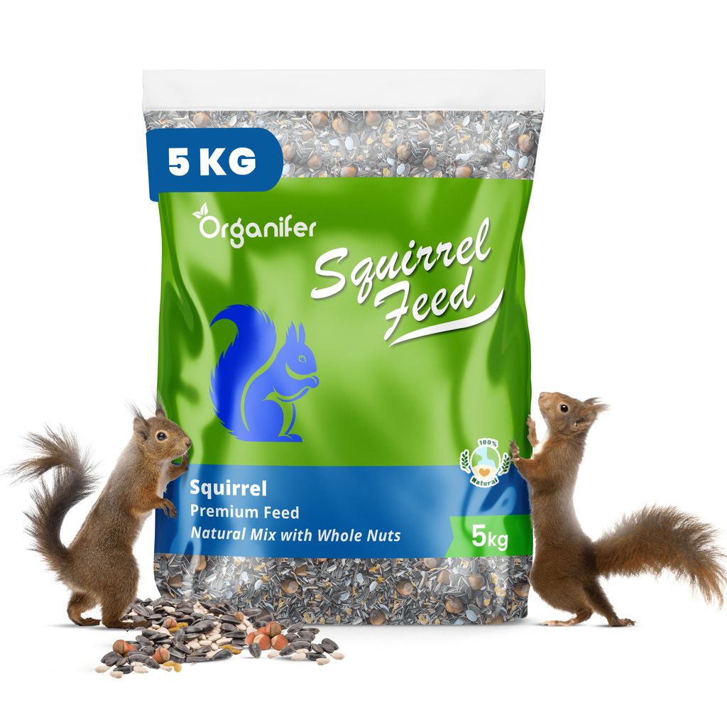 Premium Eichhörnchenfutter - (5 kg) - Natürliche Mischung mit ganzen Nüssen - Organifer
