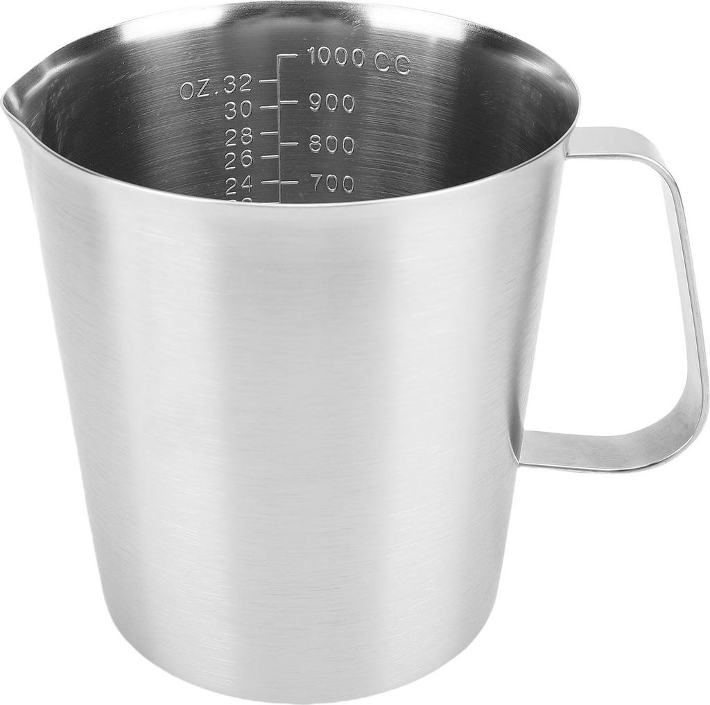 Edelstahl-Messbecher, Milchaufschäumkrug mit Oz-ML-Markierung, Aufschäumgriff, 1000 ml