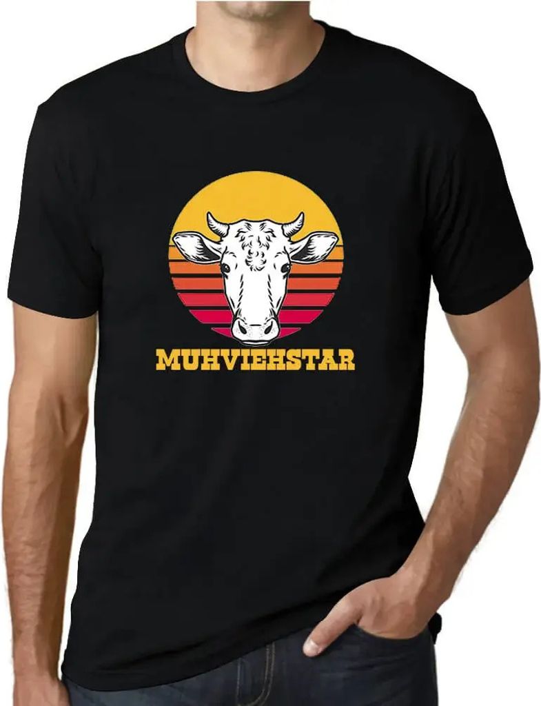 Herren Grafik T-Shirt Muhviehstar Öko-Verantwortlich Vintage Jahrgang Kurzarm Lustige Druck Geburtstag Geschenk Mann