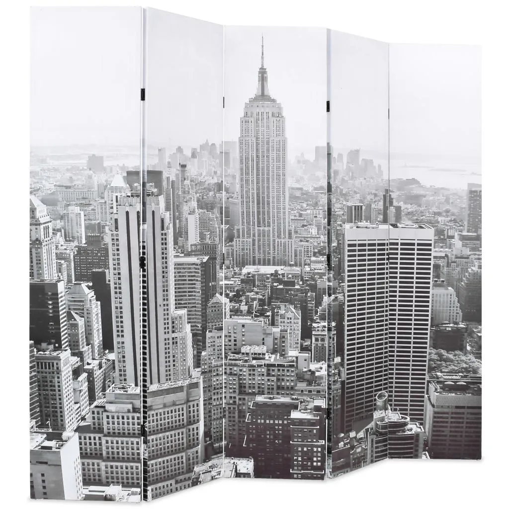 Cloison de séparation design New York 200 x 170 cm noir et blanc chic