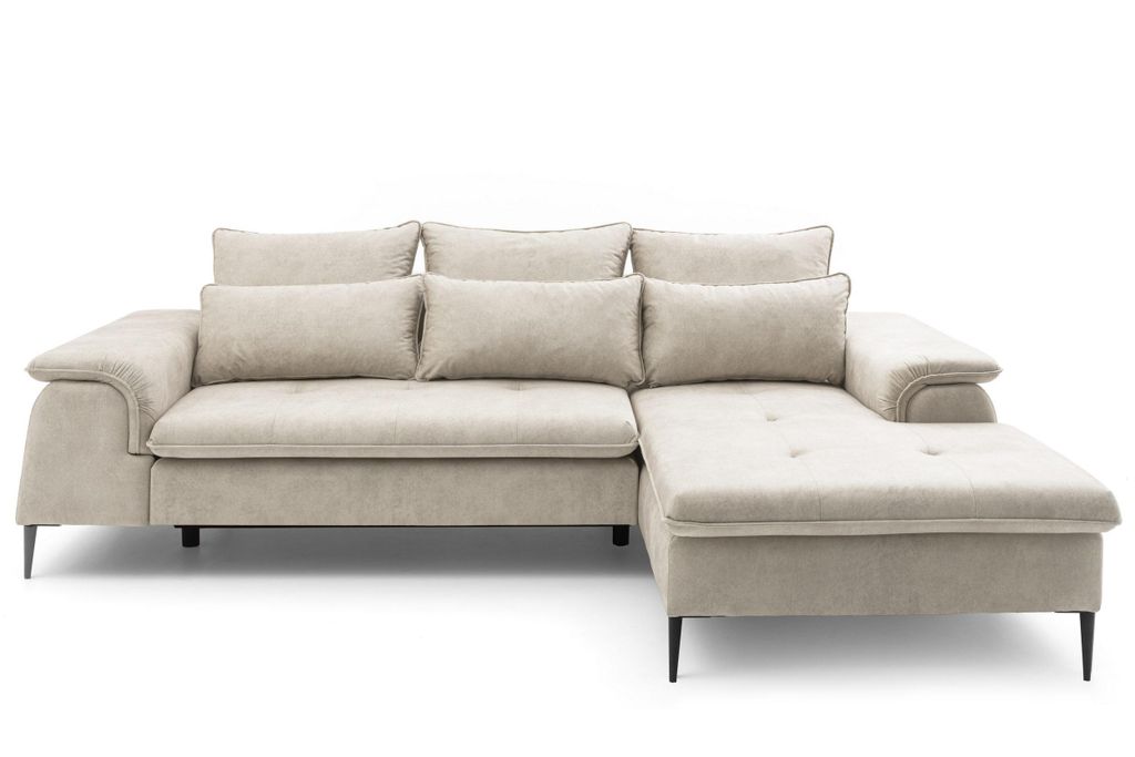 NEXT COLLECTION Ecksofa NOBO , Lose Rückenkissen, zusätzliche Lendenkissen, mit Bettkasten, mit Schalffunktion, rechts, Beige