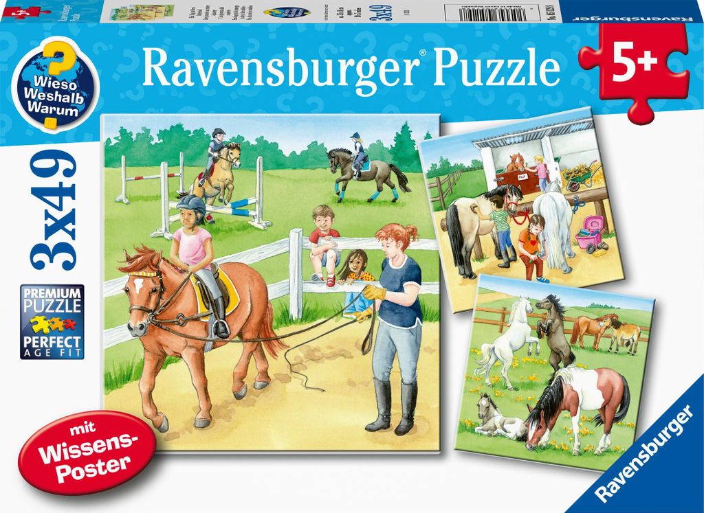 Ravensburger Un giorno al maneggio 3x49 pezzi Immagine del prodotto 