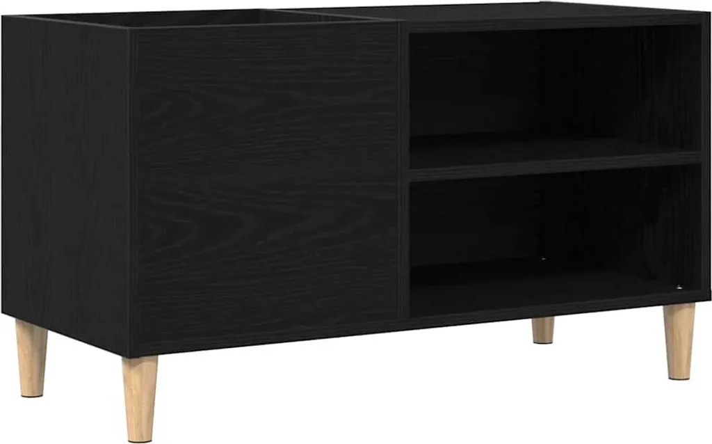 Supporto Giradischi e Vinili Rovere Nero 84,5 cm | Mobile Hi-Fi Moderno