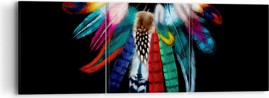 Bild auf Leinwand - Leinwandbild - Vogel Feder Farbe Komposition - 90x30cm - Wand Bild - Wanddeko - Leinwanddruck - Bilder - Kunstdruck - Wanddekor...