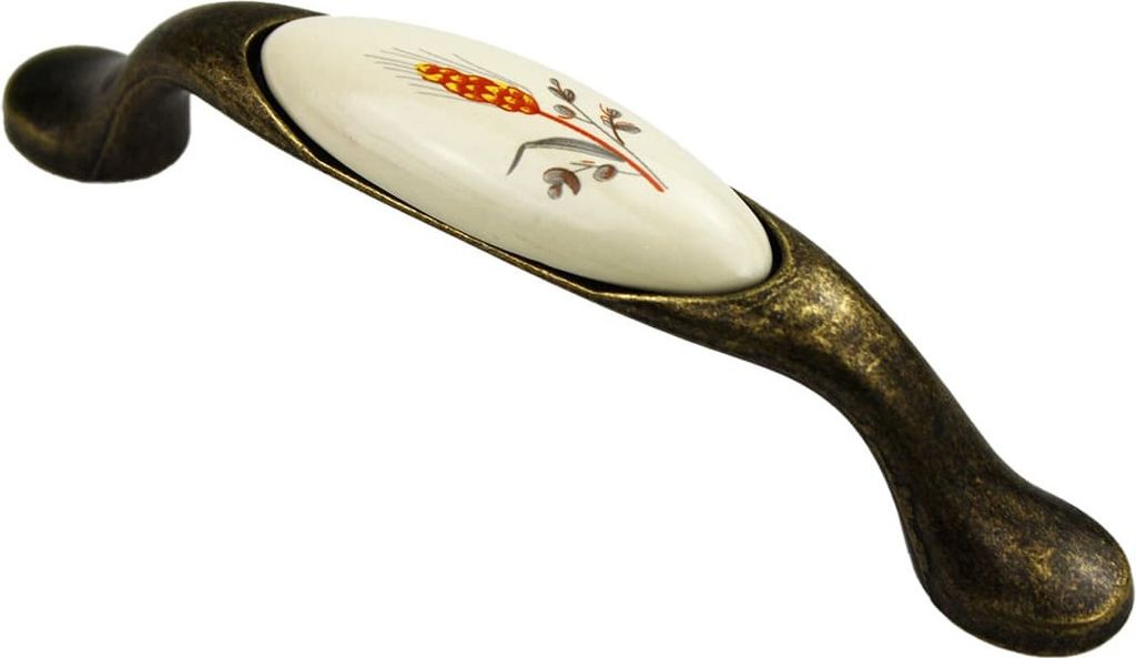 Möbelgriff Kommodengriff Porzellan Vintage Messing LA 96mm Küchengriff div. florale Muster Korn