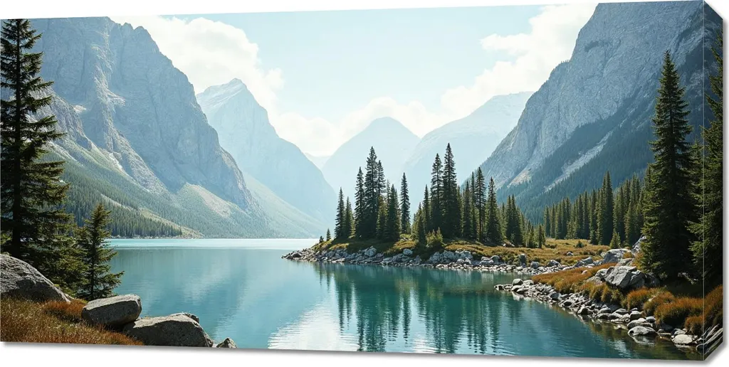 Quadro Montagne su Tela 100x50 cm: Ricordi di Natura in Casa