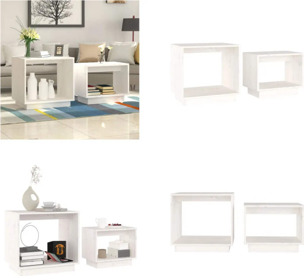Arreda con Stile: Set Tavolini vidaXL in Pino Bianco Massiccio