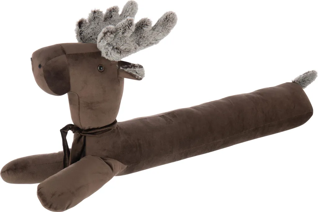 J-Line Stoppeur de Courant d'Air Renne en Polyester Marron 90cm