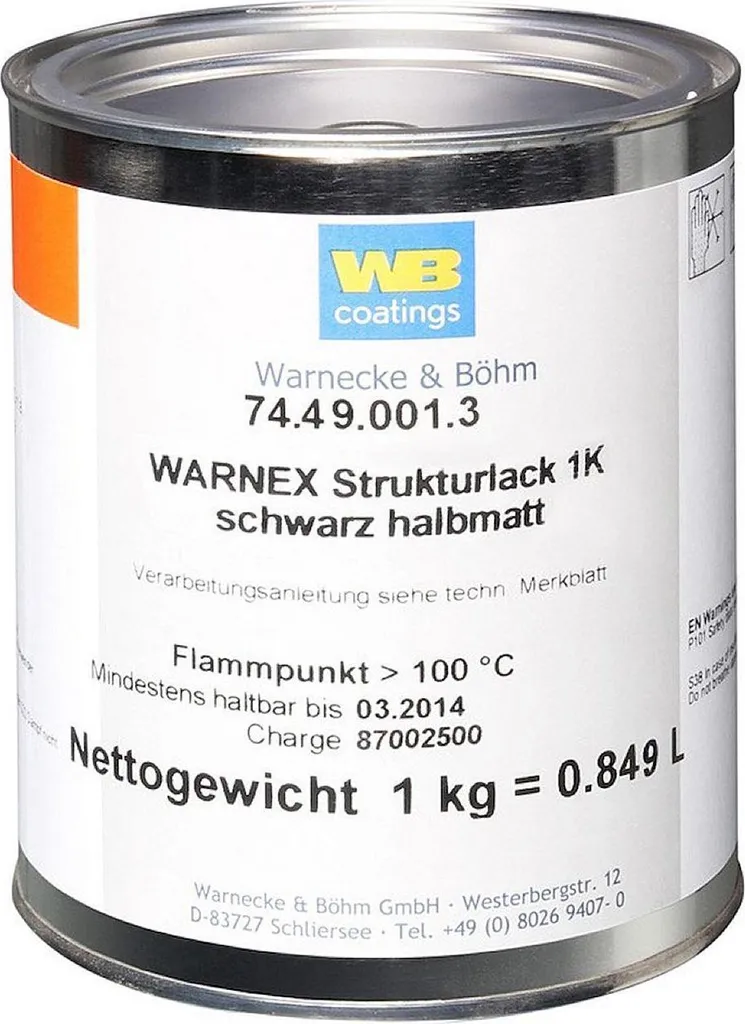 Warnex 0131 Peinture structurée noire 1 kg pour enceinte acoustique