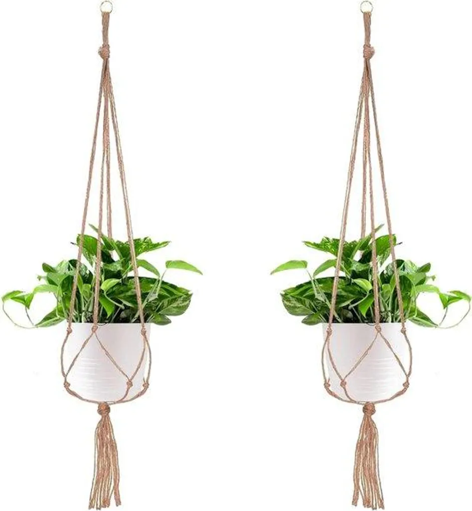 Suspension plante 4 pieds en coton tressé 104 cm - Support artisanal