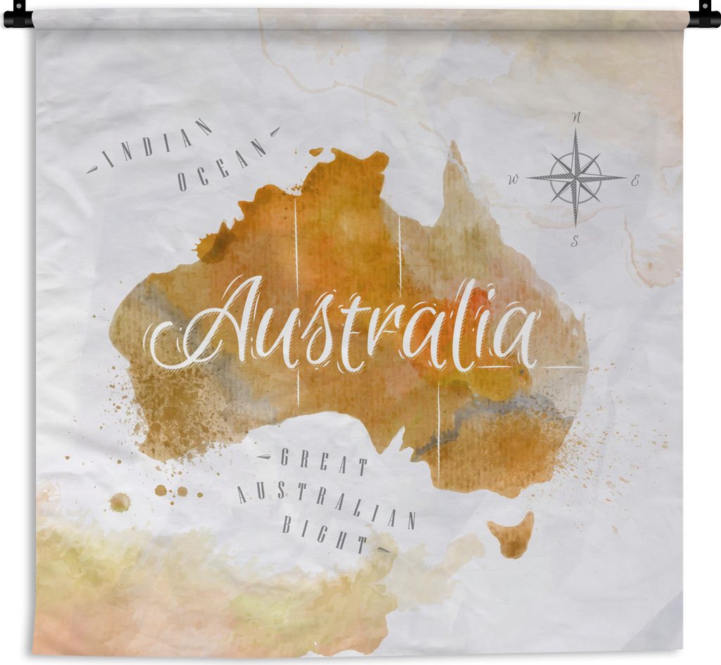 MuchoWow Wandteppich Wandbehang Weltkarte - Zusammenfassung - Australien 90x90 cm Tapisserie Dekoration Wandtuch - Wandaufhänger