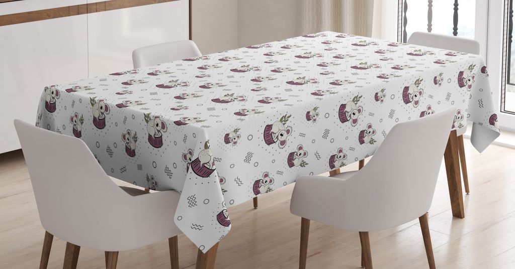 ABAKUHAUS Tier Tischdecke, Bär Koalas Muster Kreise, FÃ1/4r den Inn und Outdoor Bereich geeignet Waschbar Druck Klar Kein Verblassen, 140 x 170 c...