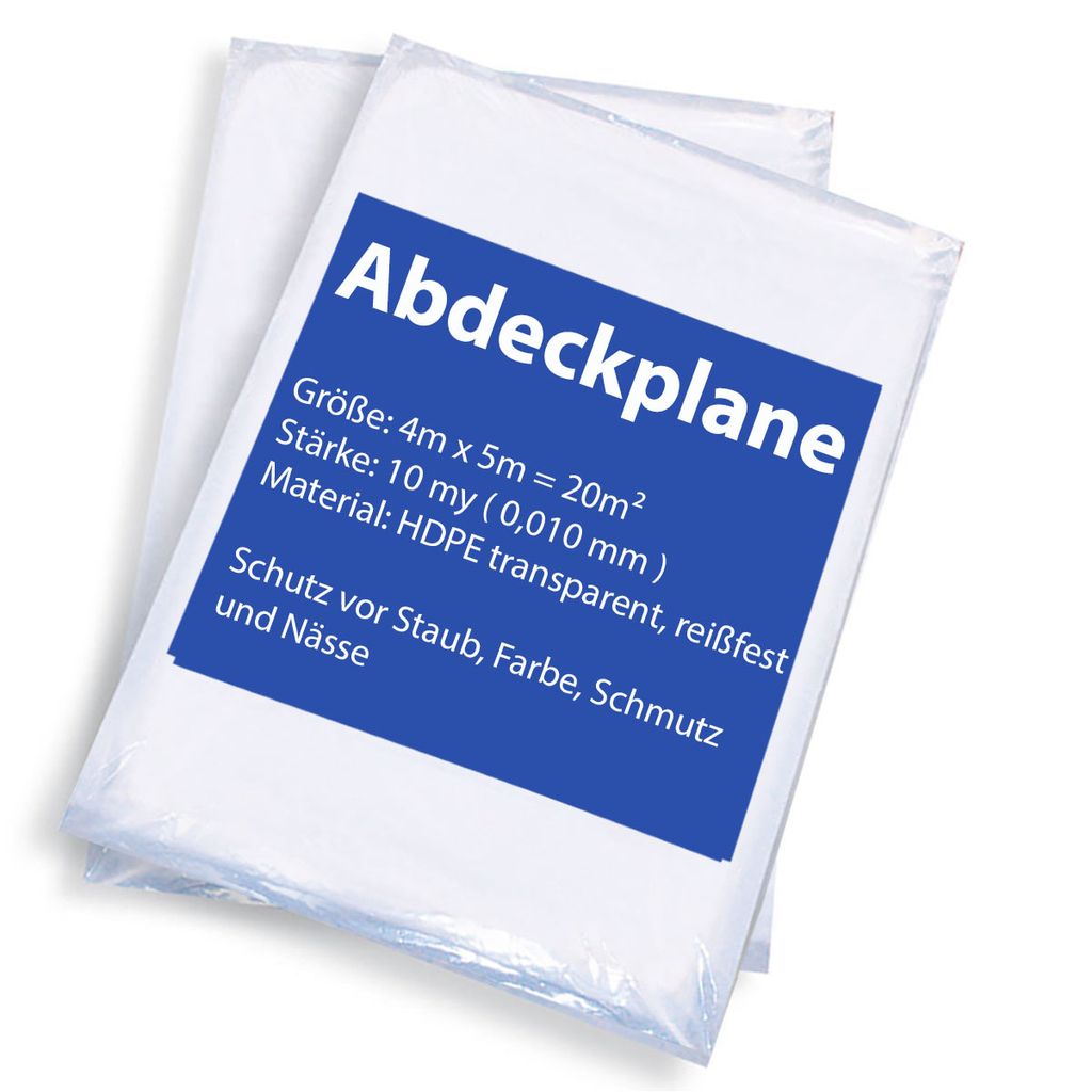 50x Abdeckfolie Plane 4x5m Baufolie Schutzfolie Malerfolie Maler 10my
