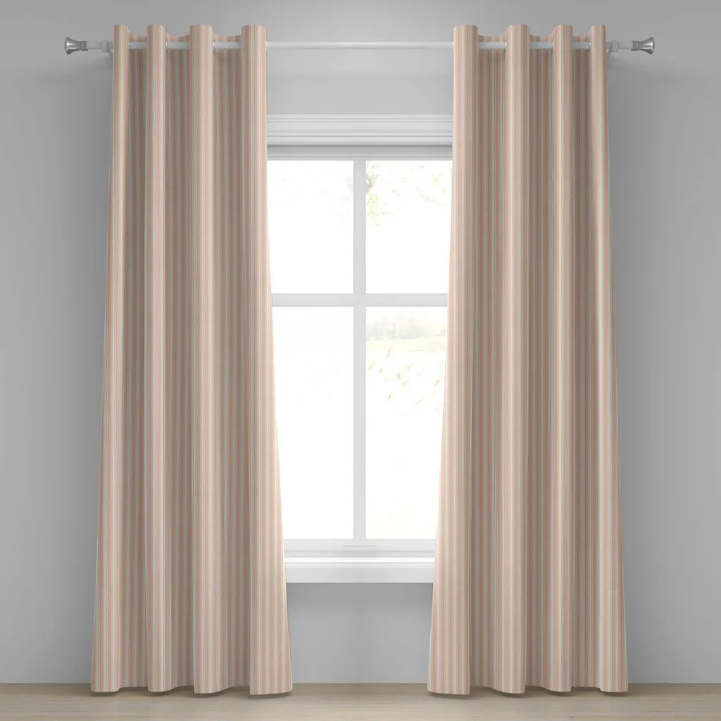 Rideau à œillets rose saumon ABAKUHAUS rayures verticales 280 x 175 cm