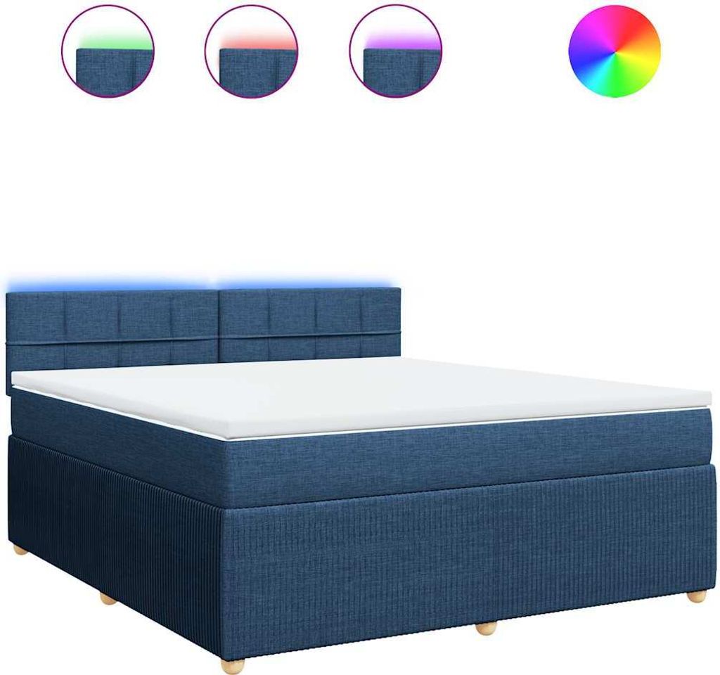 vidaXL Boxspringbett mit Matratze Blau 180x200 cm Stoff