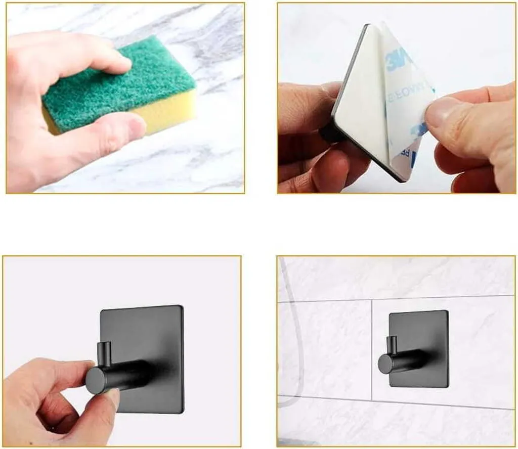 4 Ganci Adesivi Neri Opachi 4.5cm - Appendini Multifunzione Cucina e Bagno - 27