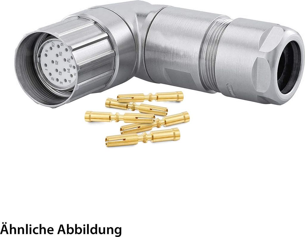 HUMMEL SET inkl. Kontakte M23 Signal Kabelsteckverbinder EMV Crimpeinsatz gewinkelt Polzahl 11+PE, Buchse drehbar
