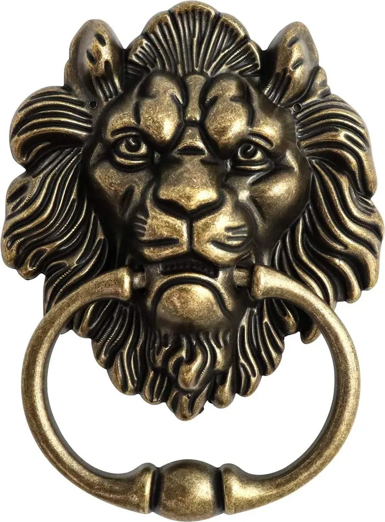 Heurtoir lion style ancien en bronze véritable pour porte d'entrée