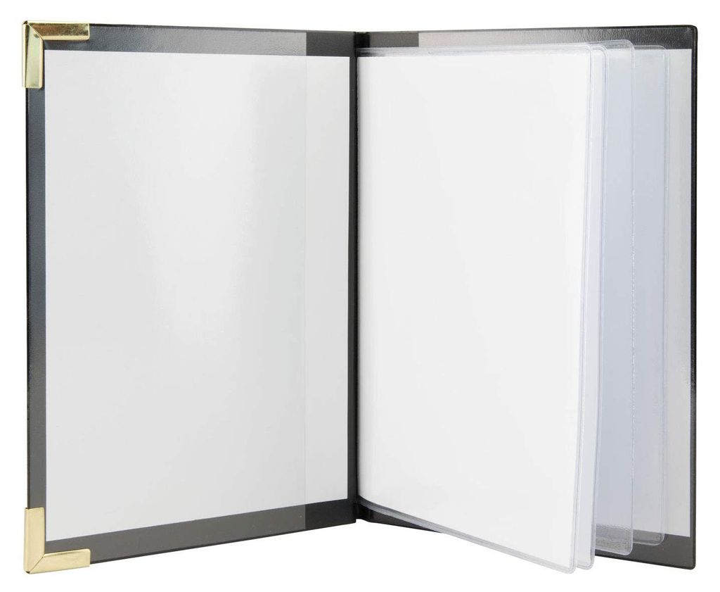 SECURIT Speisekarte Basic Line, 4 doppelseitige Einleger, PVC, Schwarz, 8 DIN A5 Seiten