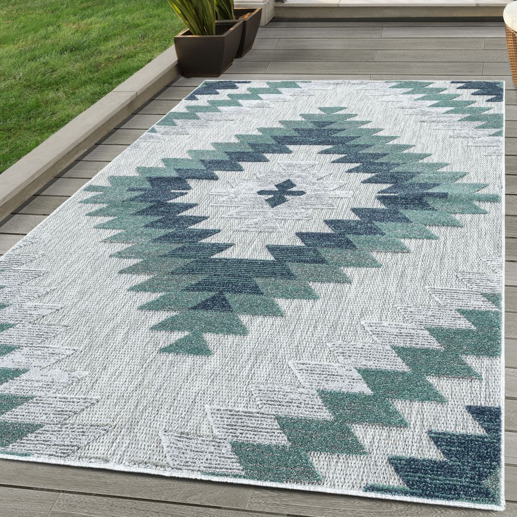 Outdoor Teppich die Küche Balkon Terrasse Garten Picknick Größe: 240 x 340 cm , Farbe : Blau-2