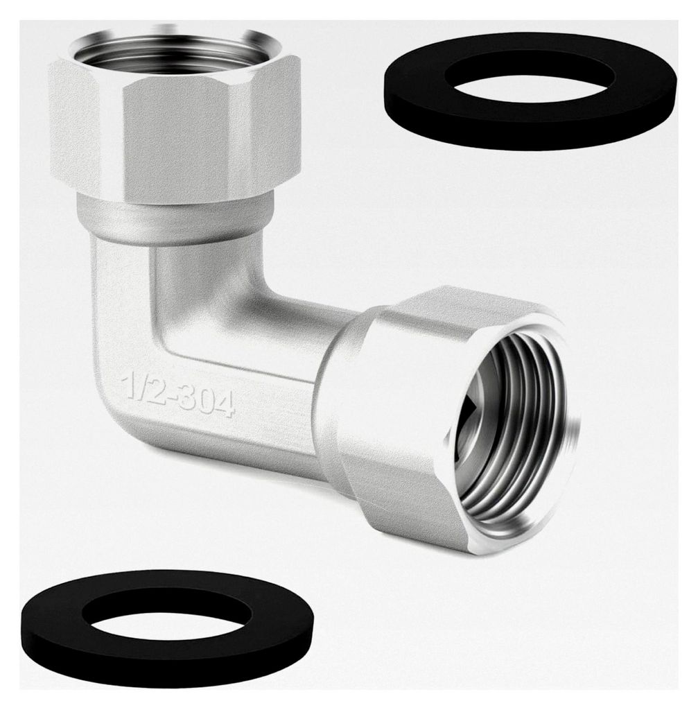 Edelstahl 90 Grad Winkel, Flexible bewegliche Verbinder mit 2 Enden, 1/2 Zoll IG Verschraubung für Wasserinstallationen und Heizsysteme