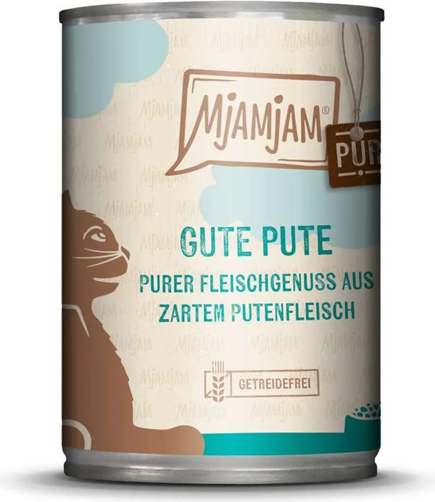 Pâtée pour Chat sans Céréales Mjamjam Dinde Pure Boîtes de 400g x6 Pack