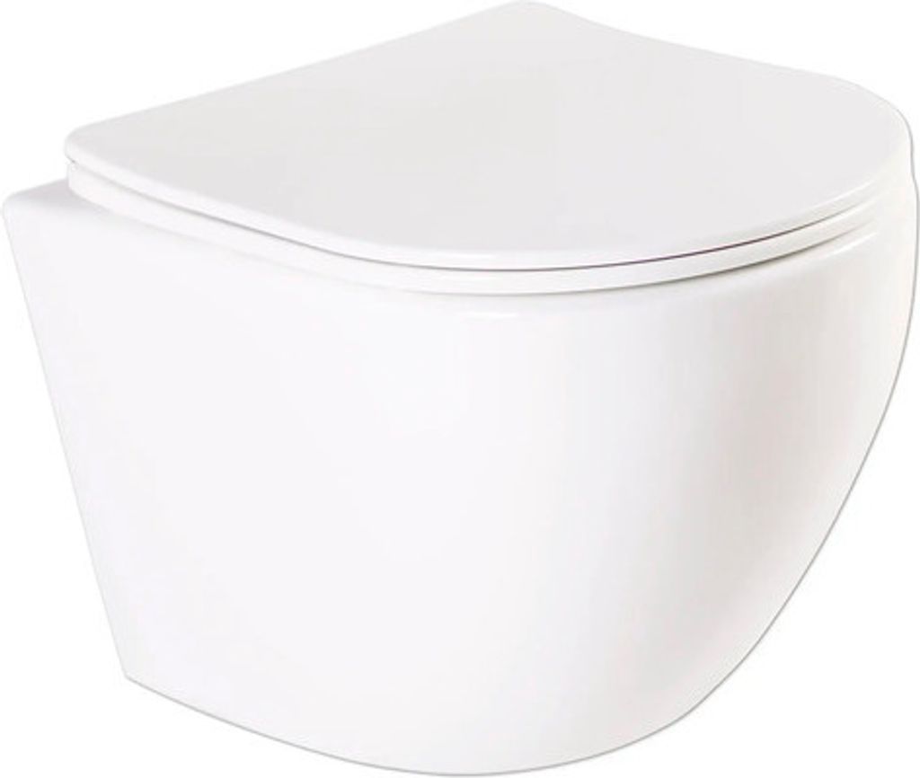 Wand-WC Set Aliki Tiefspüler ohne Spülrand kurz weiß Produktbild 