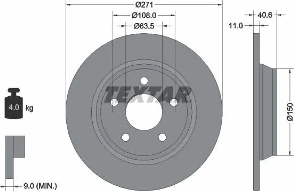 Disque de frein haute teneur en carbone TEXTAR 92303503 pour Focus