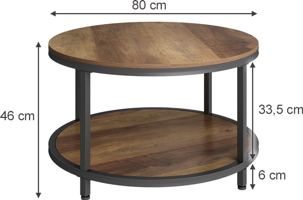 Salontafel Luna rond 80 cm mangohout - zwart marmer kopen