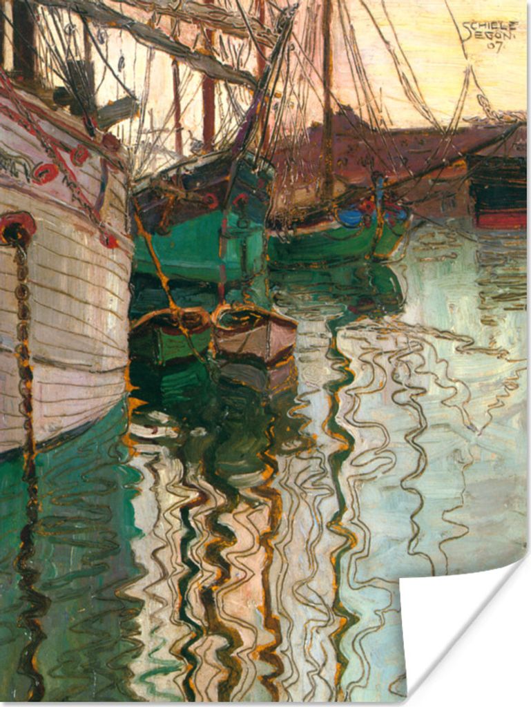 MuchoWow Poster Hafen von Triest - Egon Schiele 60x80 cm - Schlafzimmer Dekoration