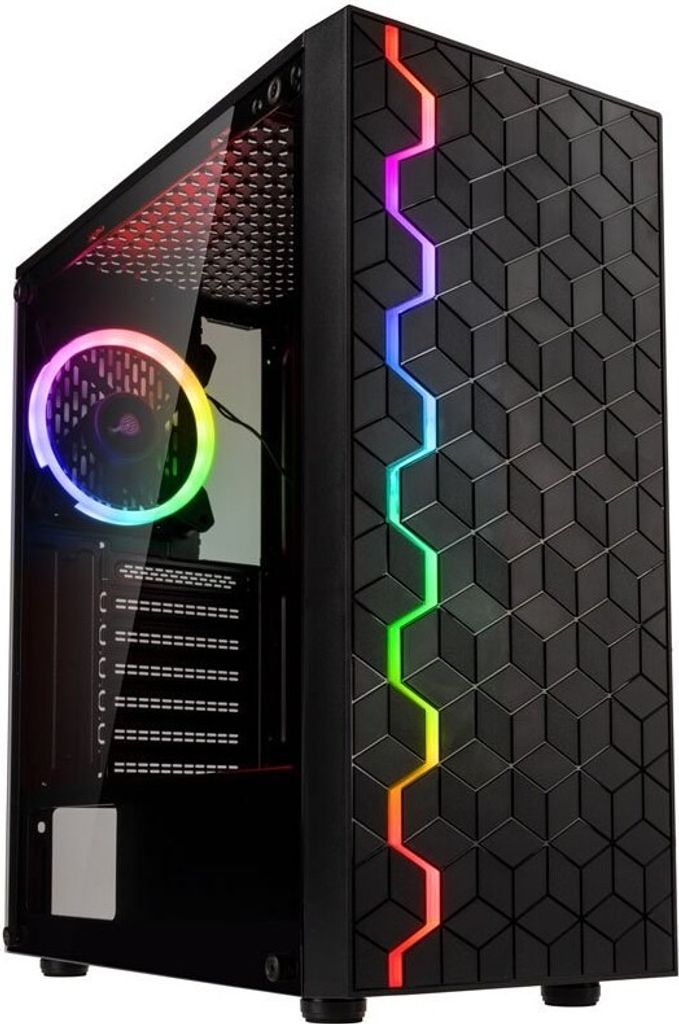 Kolink INSPIRE K8, Midi Tower, Server, Schwarz, ATX, micro ATX, Mini-ITX, Kunststoff, Stahl, Gehärtetes Glas, Blau, Grün, Rot