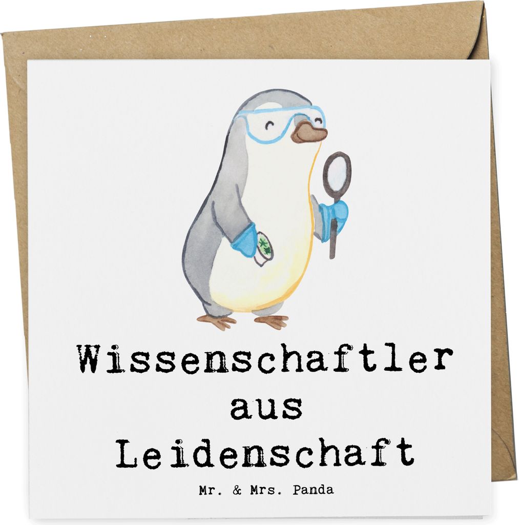 Mr. & Mrs. Panda Grußkarte Wissenschaftler Leidenschaft - Weiß - Geschenk, Akademiker, Spruch, Universität, faltkarte, anlasskarte, Glückwunsch...