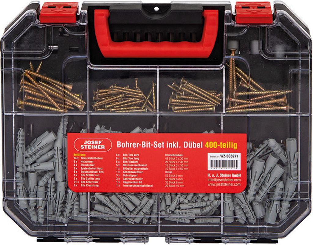 Bohrer-Bit-Set inkl. Dübel 400-teilig