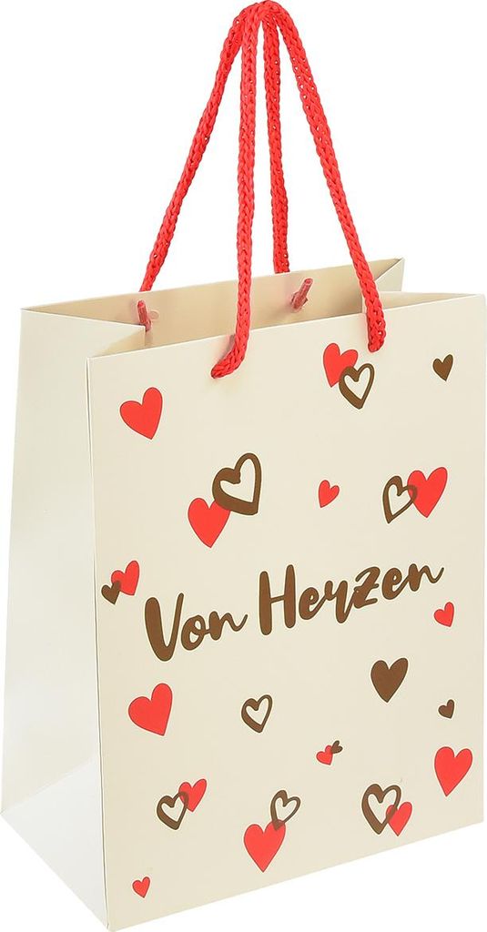 Geschenktasche mit Herzen und stabilen Henkeln Geschenkverpackung Papier, 2 Stück