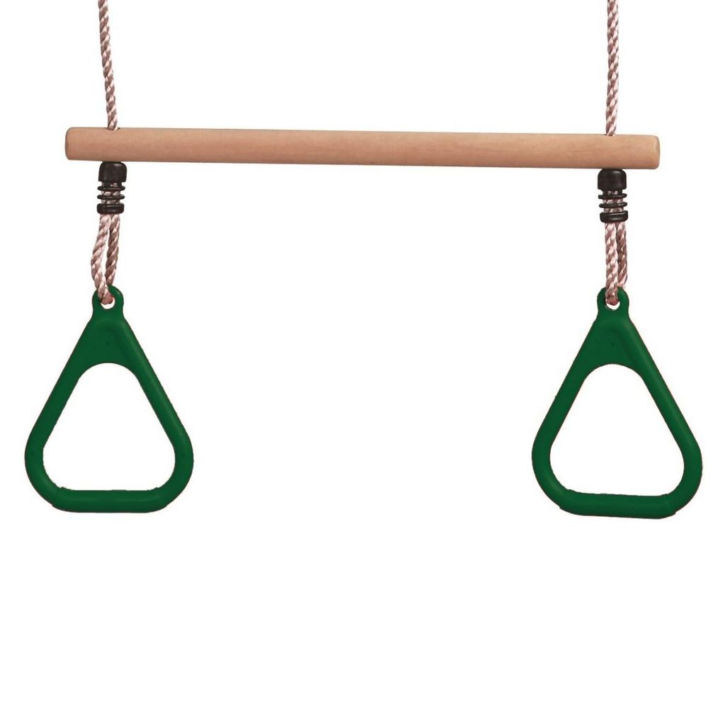 Holztrapez mit Turnringen & PP-Seil – höhenverstellbar Produktbild 
