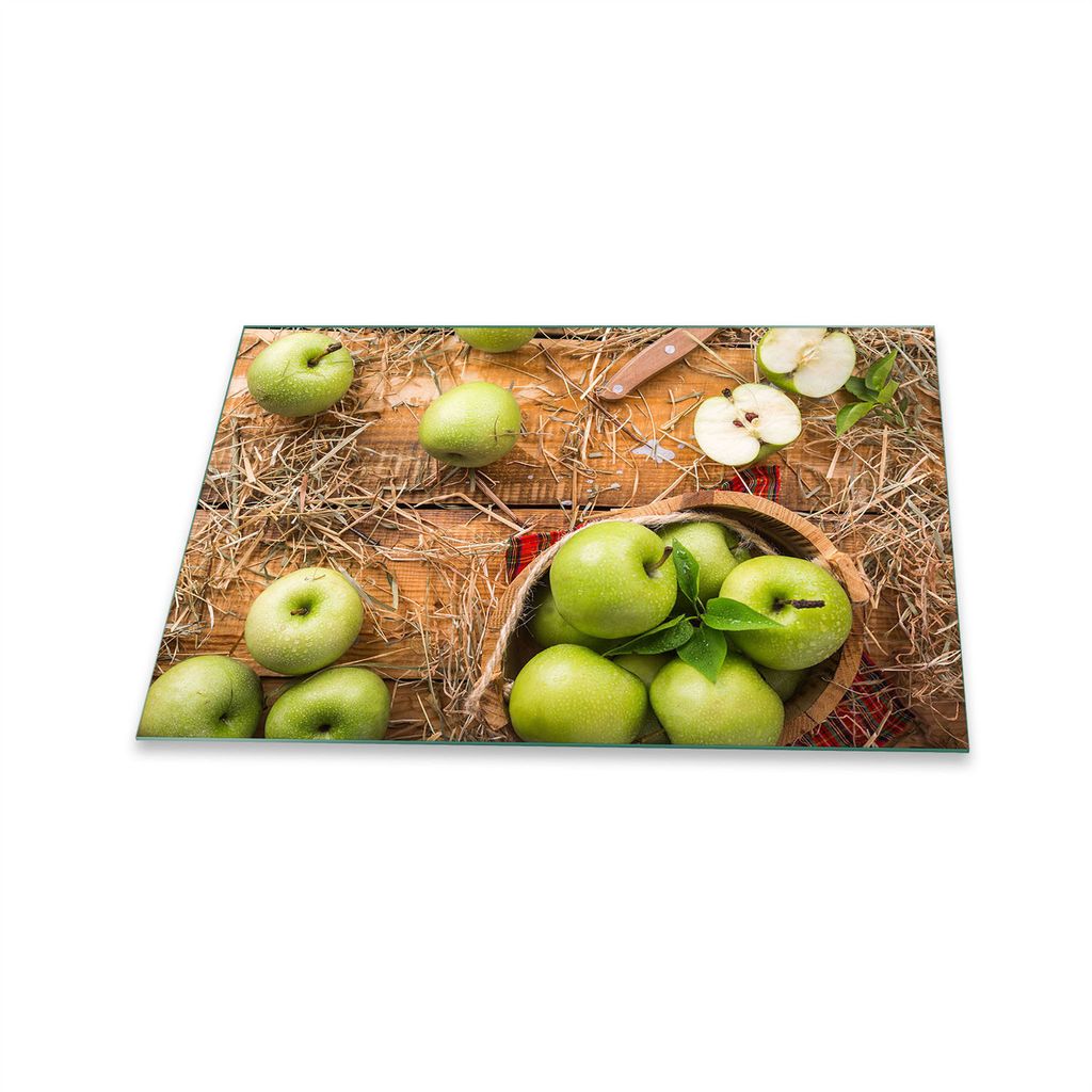 Herdabdeckplatte Glaskeramik 1 Teilig 80x52 Apfel Grün Abdeckung Glas Spritzschutz