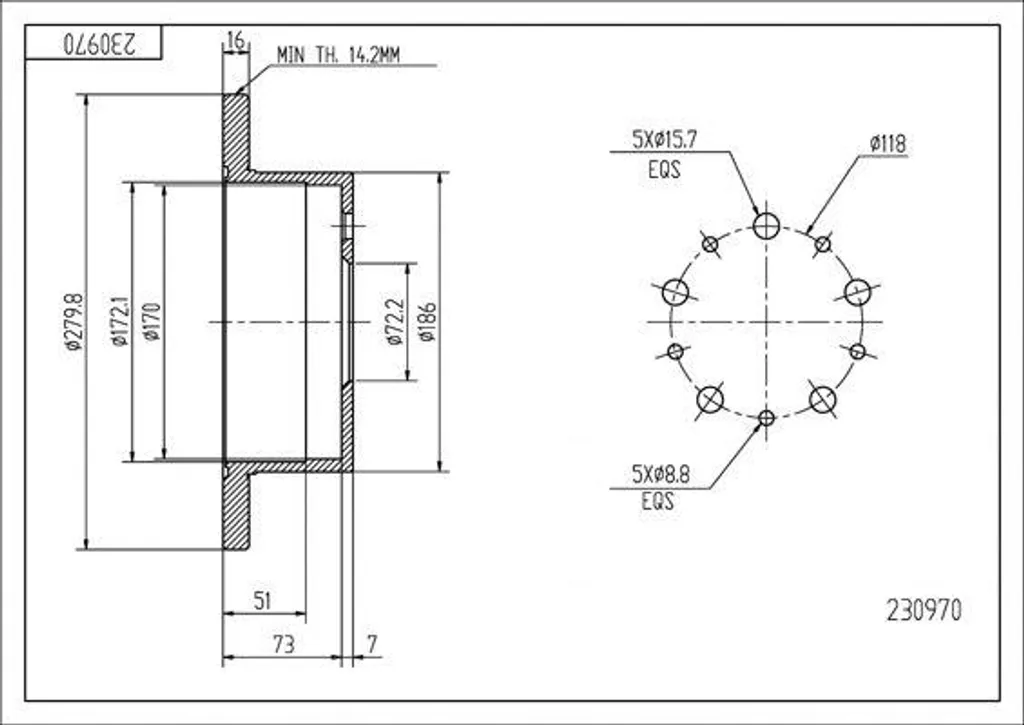 Disque de frein de rechange pour utilitaire Ducato et Boxer