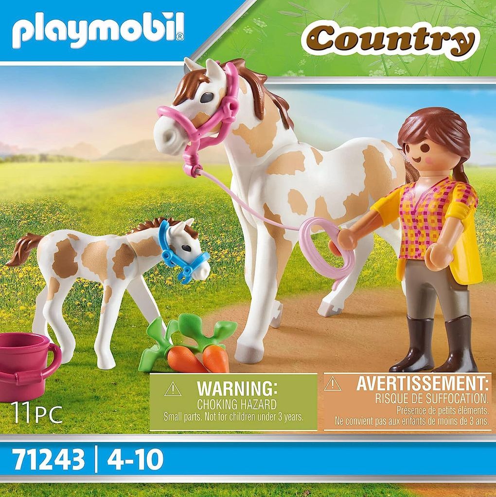 PLAYMOBIL Country Cavalière avec cheval, poulain, seau, Image du produit 