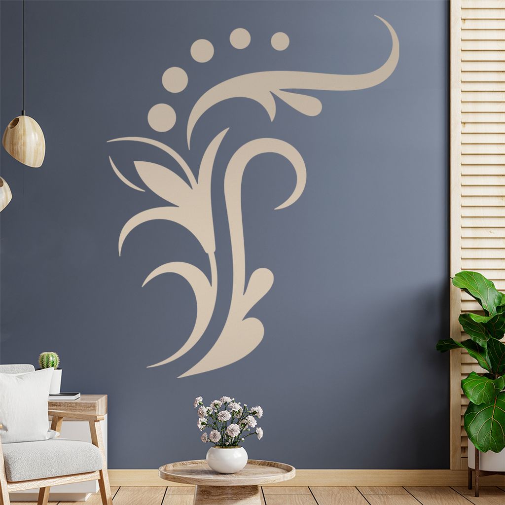 Blume - Linien Punkte Wandtattoo in 6 Größen - Wandaufkleber Wall Sticker - Dekoration, Küche, Wohnzimmer, Schlafzimmer, Badezimmer