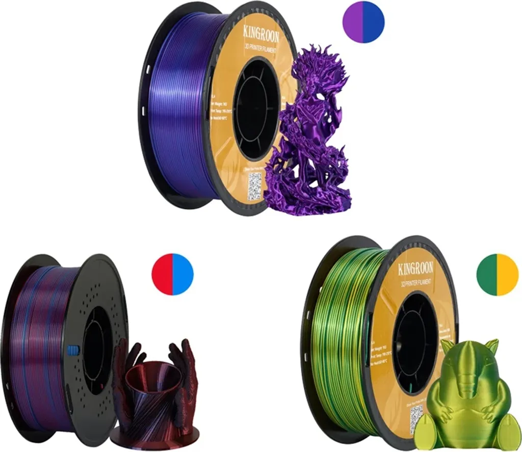 PLA Seta Dual-Color 1.75mm 3kg - Filamento Estetico High-End 4 Colori