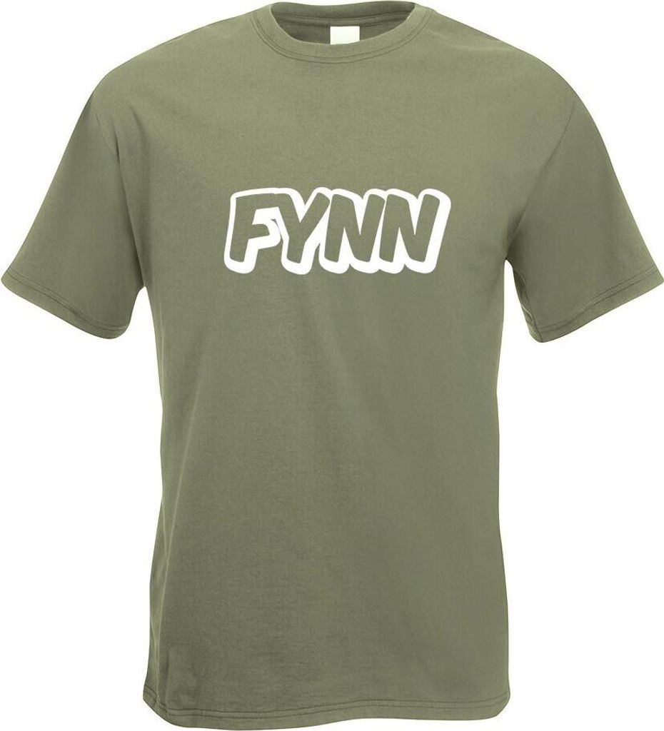 Kiwistar - T-Shirt - Olive - Fynn Vorname Jungen Motiv Bedruckt Funshirt Design Print - mit Motiv Bedruckt - Funshirt Design - Sport - Freizeit - H...